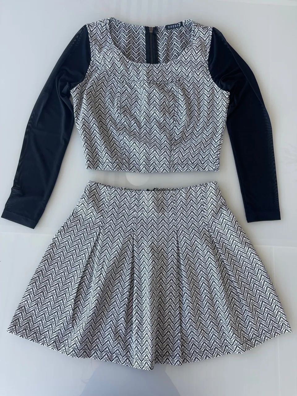 Conjunto saia e blusa tule preto P