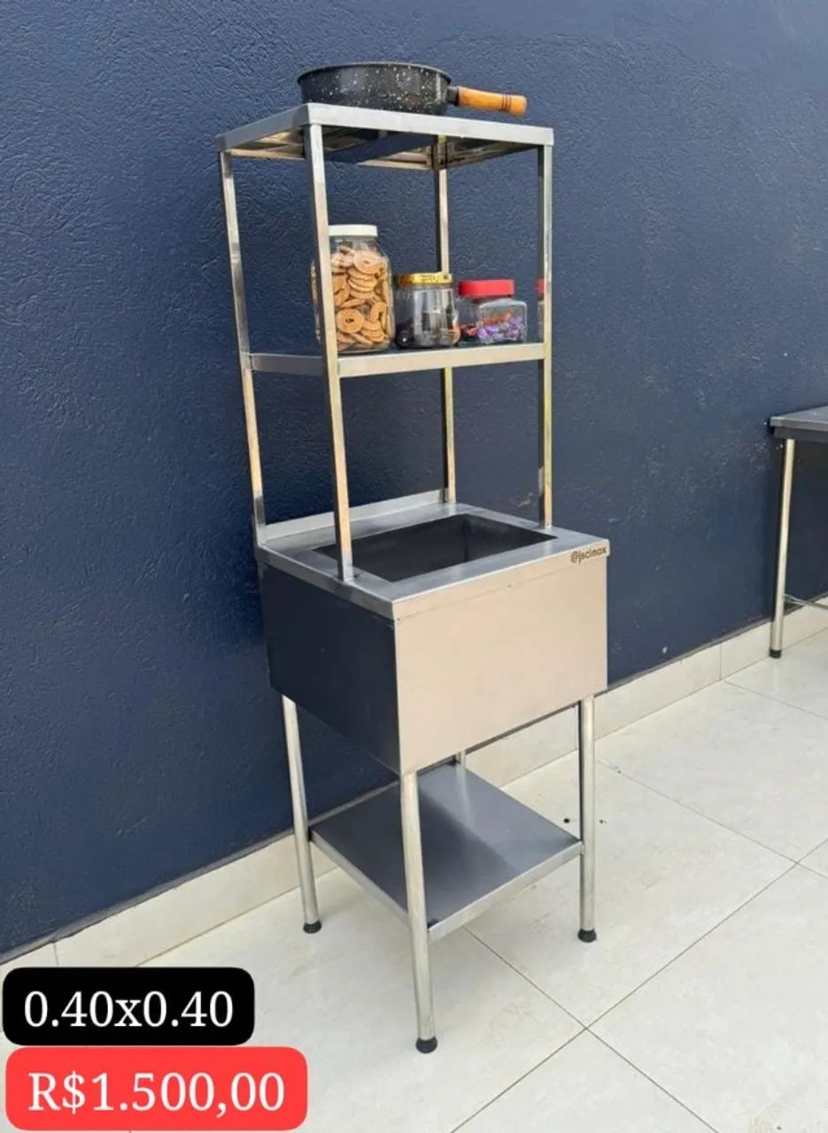 Pia inox com prateleiras superiores. - Foto 3