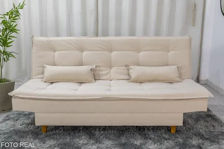 Sofá Cama Premium 1,80m  Veludo Bege.  Pronta Entrega. 2608 - Foto 2