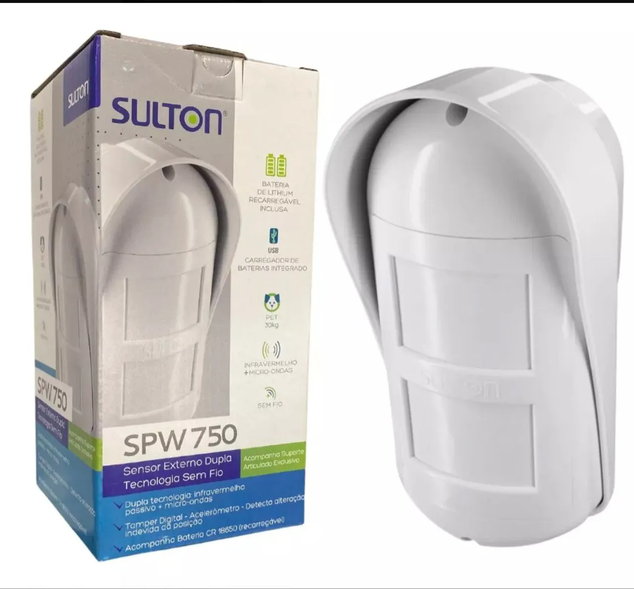 Sensor Externo Dupla Tecnologia Sem Fio SPW 750
