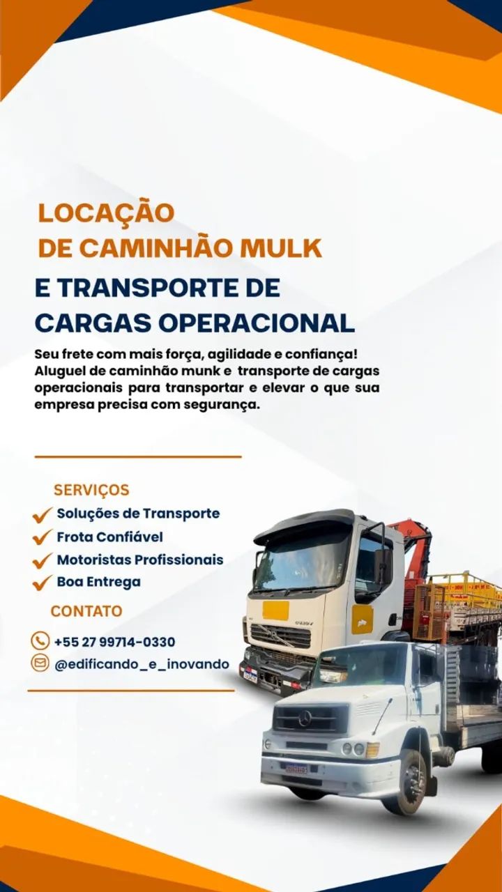 Transporte e serviço com caminhão munck 