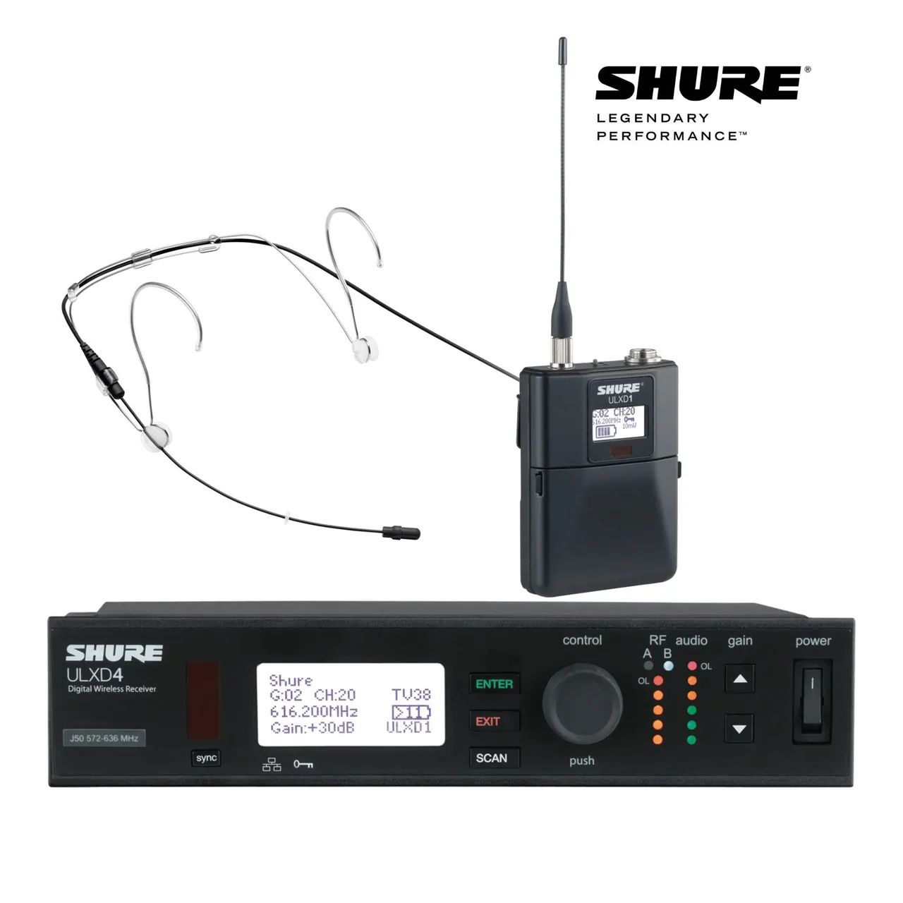Shure ULXD14/DH5-B Microfone Headset Discreto Sem Fio Digital Original ( J50A 572-616MHz ) 1