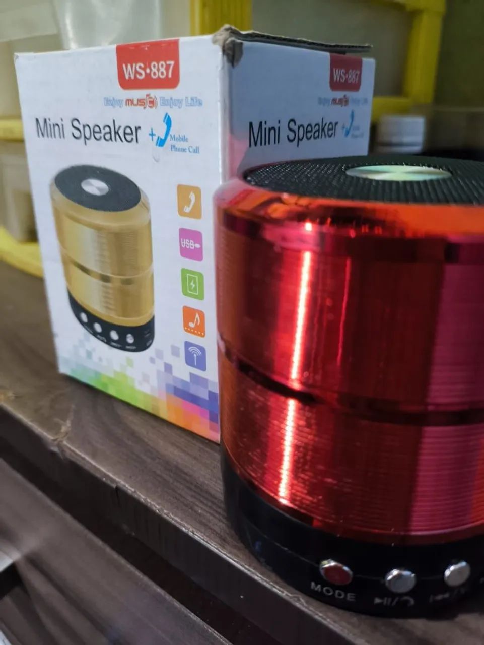 Mini Caixa de Som Bluetooth WS-887 Vermelha - Foto 2