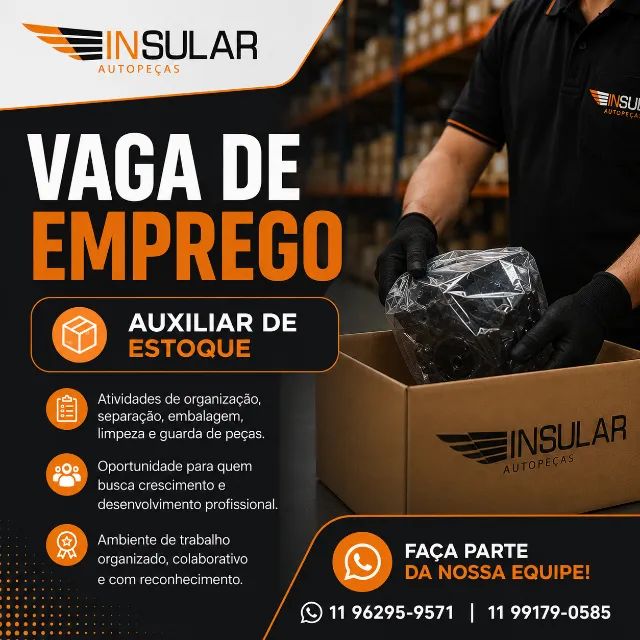 OPORTUNIDADE DE EMPREGO - AUXILIAR DE ESTOQUE