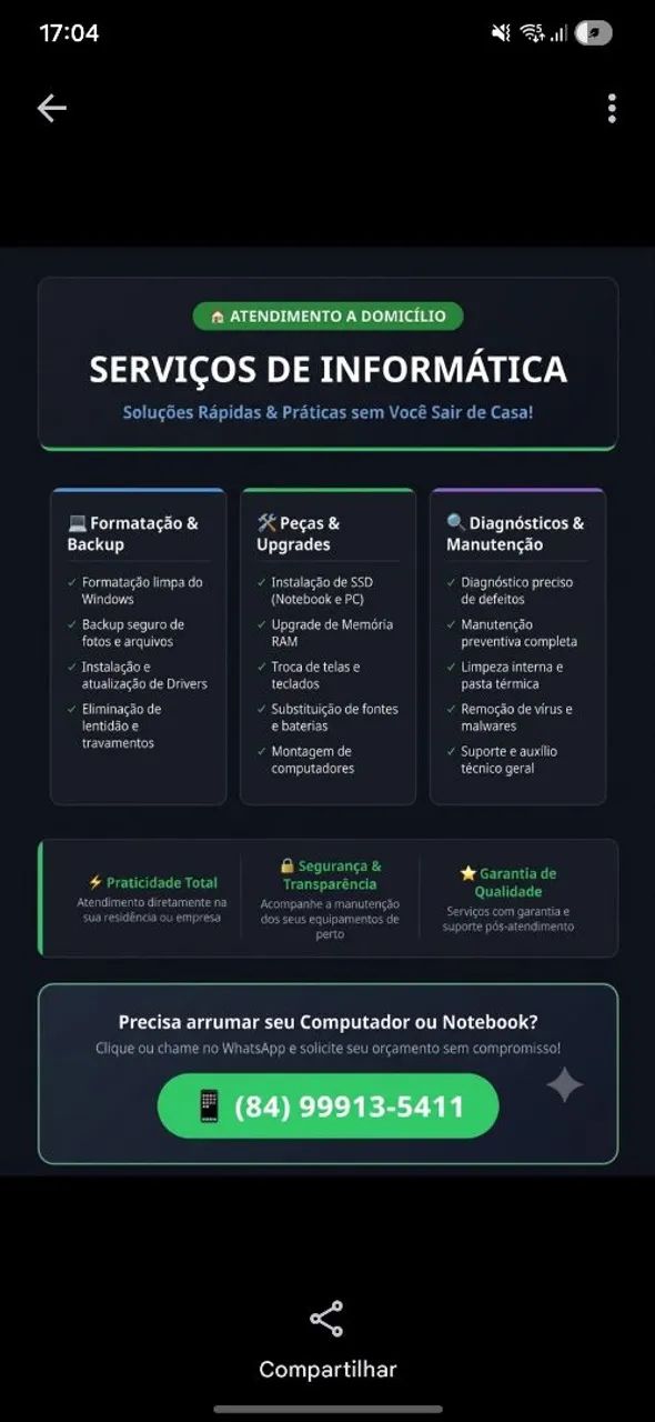 Manutenções Computadores a domicílio!