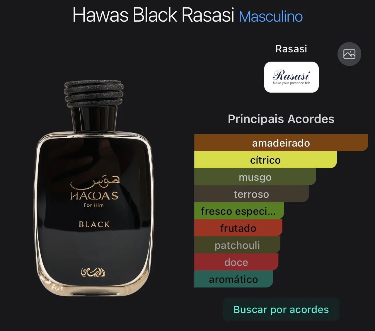 Perfume Árabe Rasasi Hawas Black 100ml - Foto 3