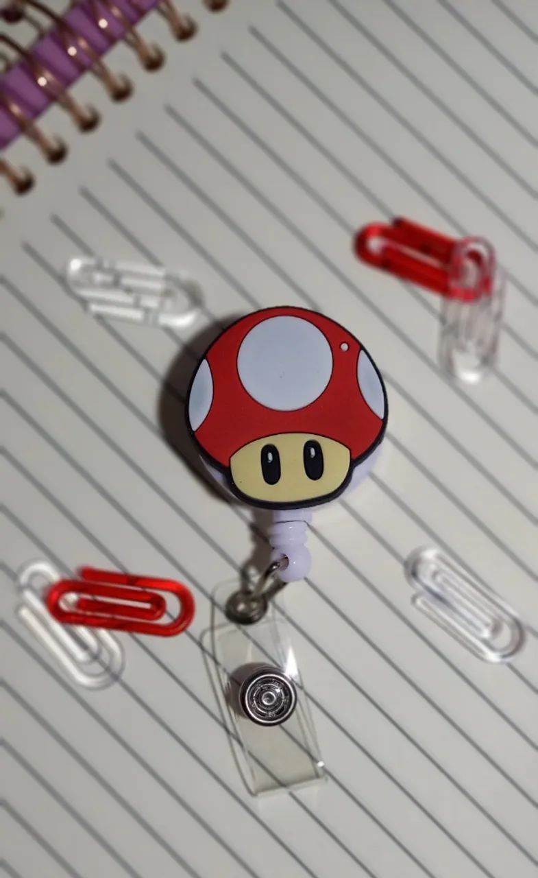 Porta-Crachá Retrátil Roller Clip Divertido Personalizados Toad Super Mario Bros - Foto 2