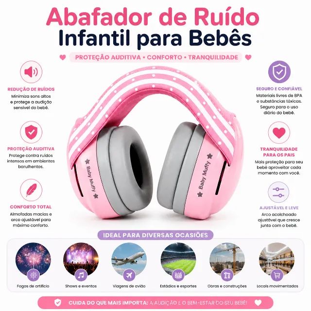 Abafador de Ruído Infantil para Bebes (Cinza) - Foto 3
