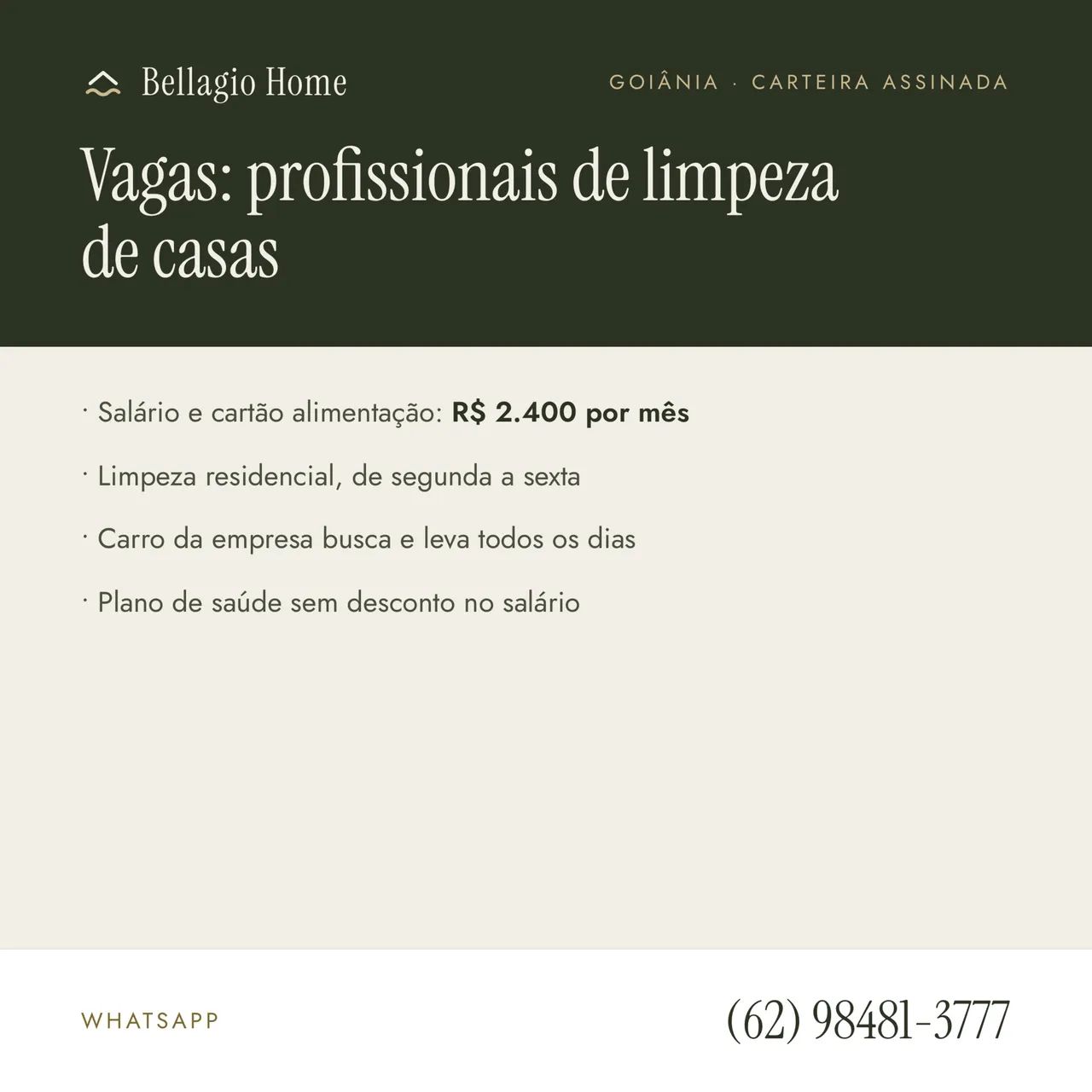 Vagas para profissionais de limpeza 
