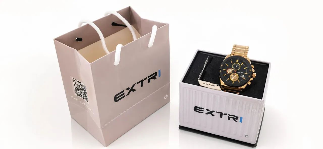 Relógio Masculino EXTRI Dourado - Estilo e Elegância