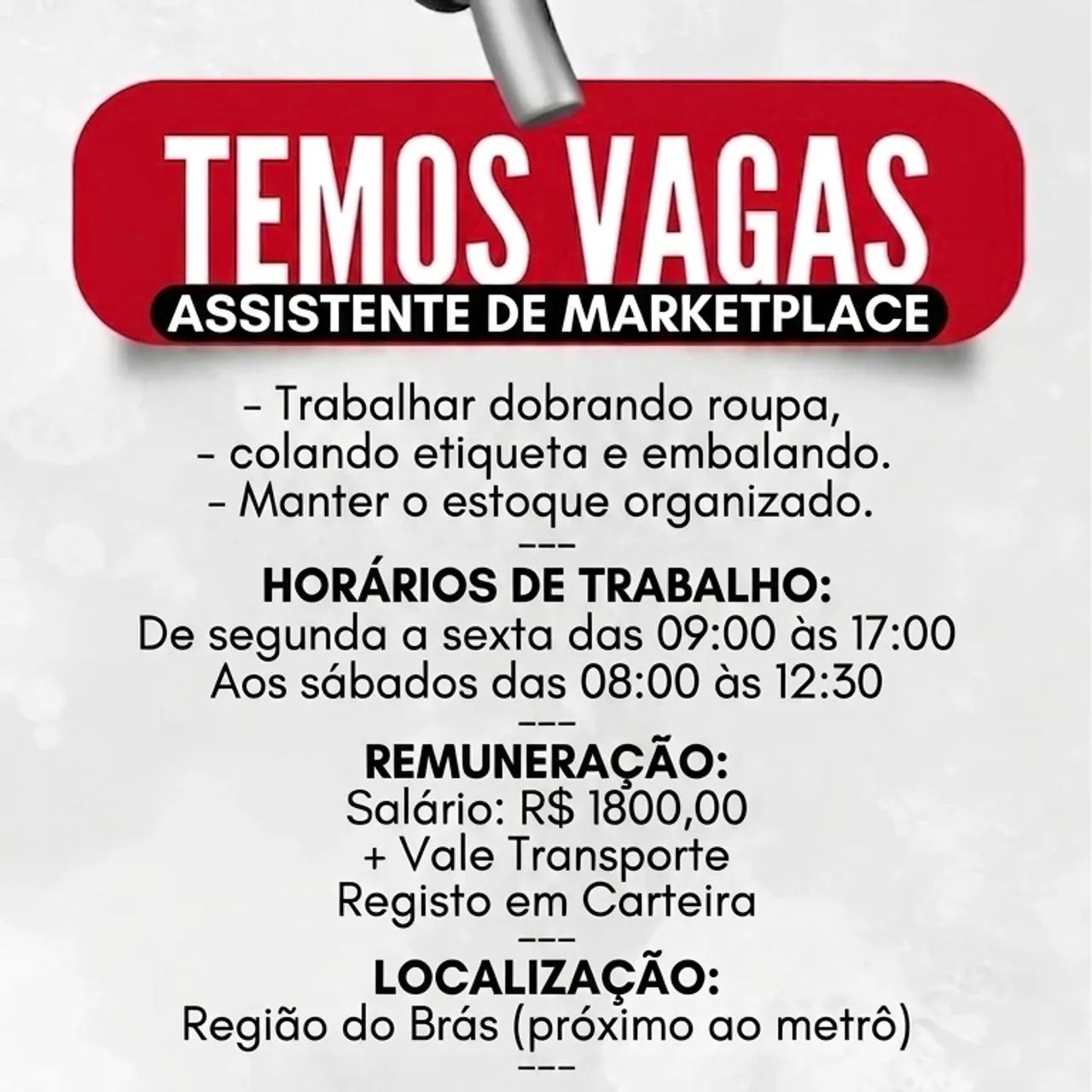Vaga de emprego 