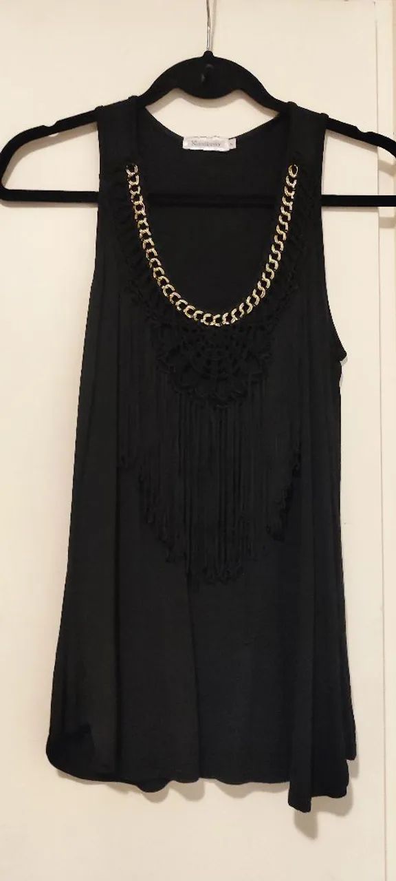 Blusa regata com franja 