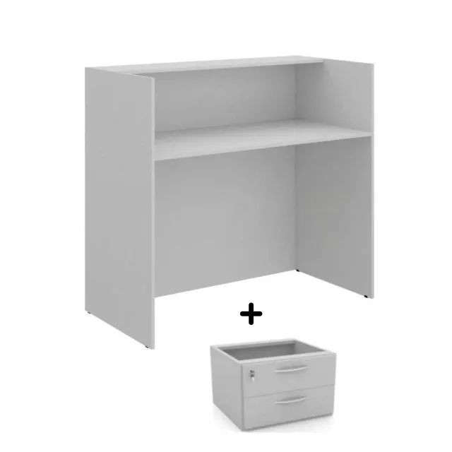 Balcão De Atendimento Com Gavetas Branco Para Loja Recepção E Escritório - 63094