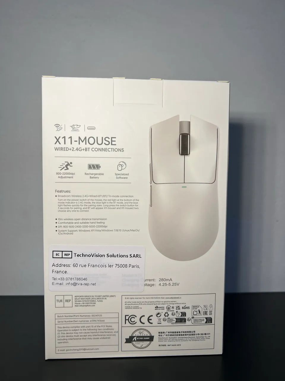 Mouse Attack Shark X11 branco com dock  - Foto 3