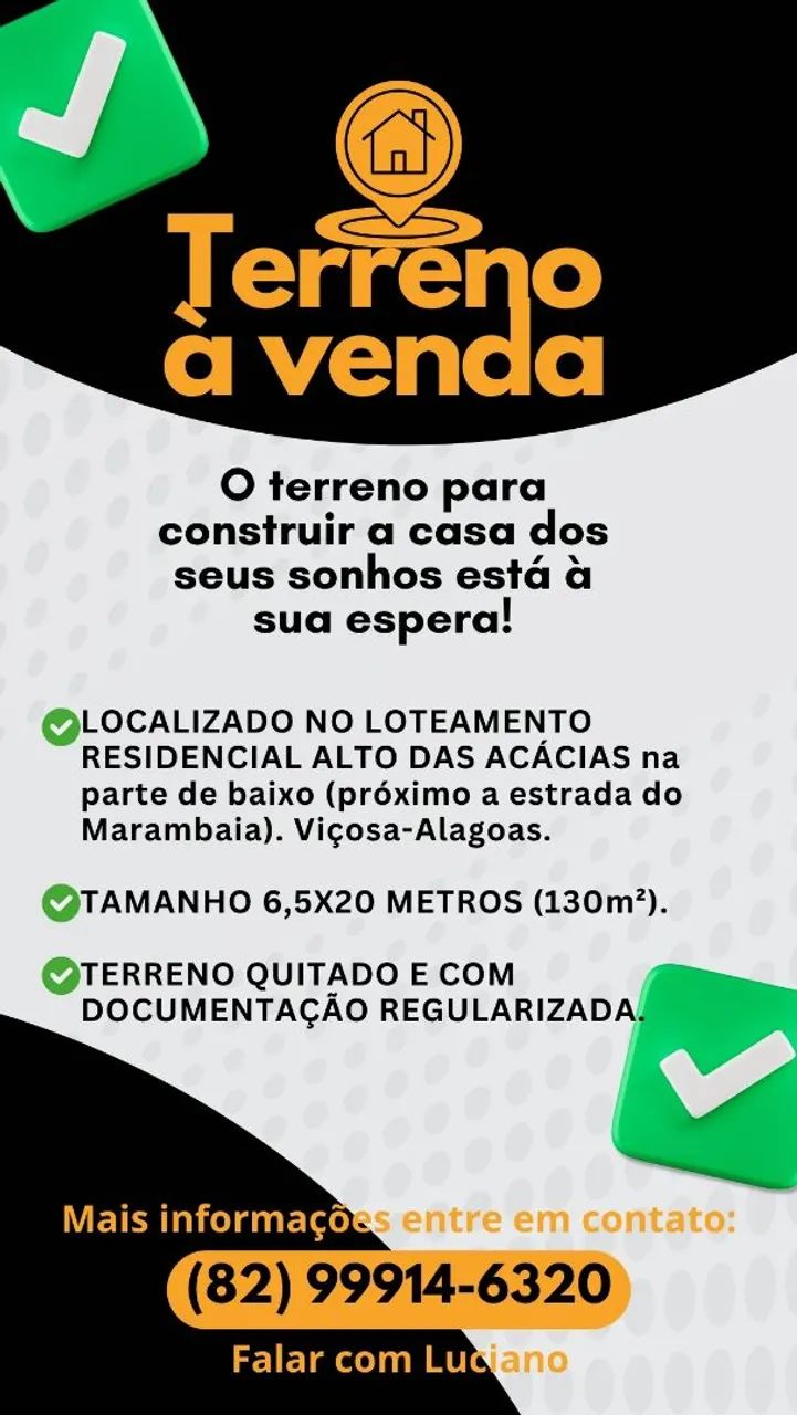 Terreno a venda em Viçosa-Alagoas.