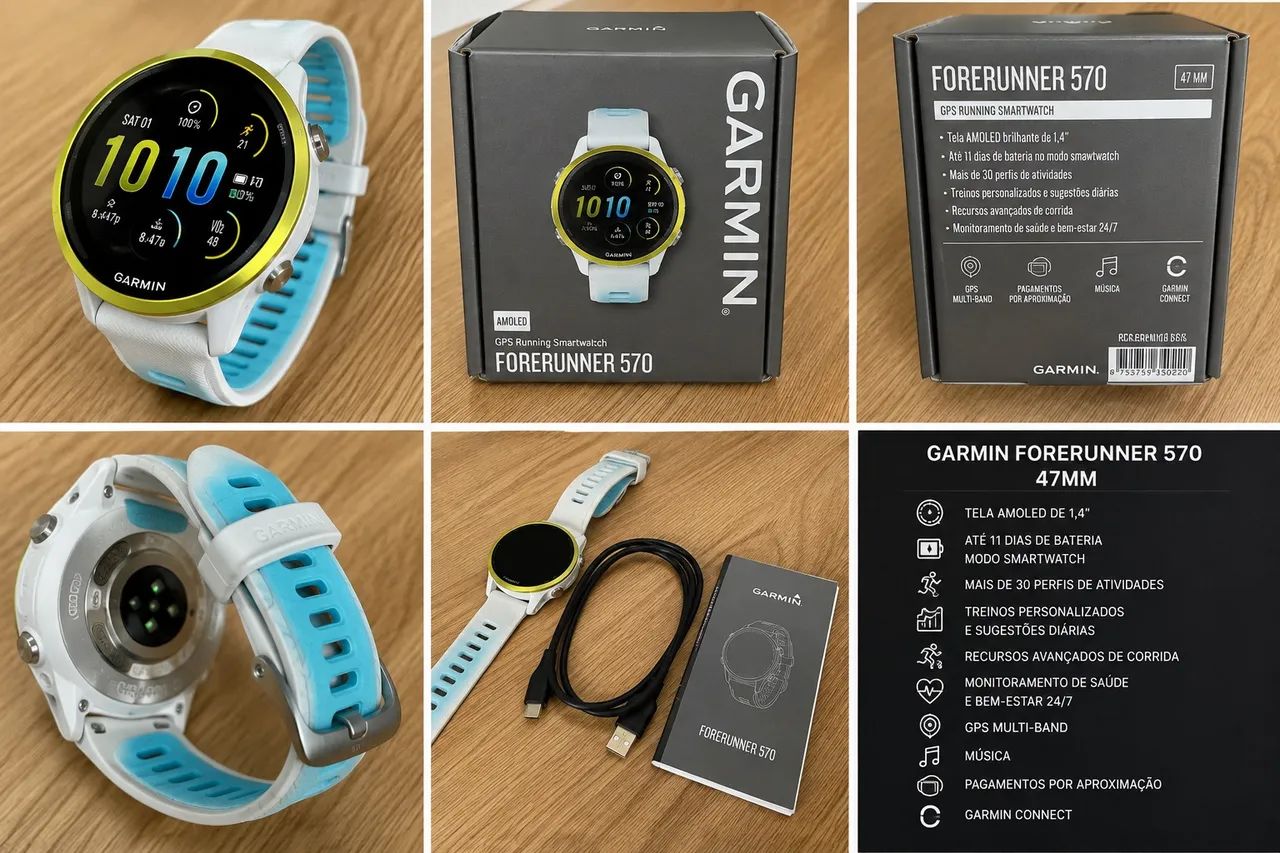 Garmin forerunner 570  Tela Amoled 47mm - Foto 2