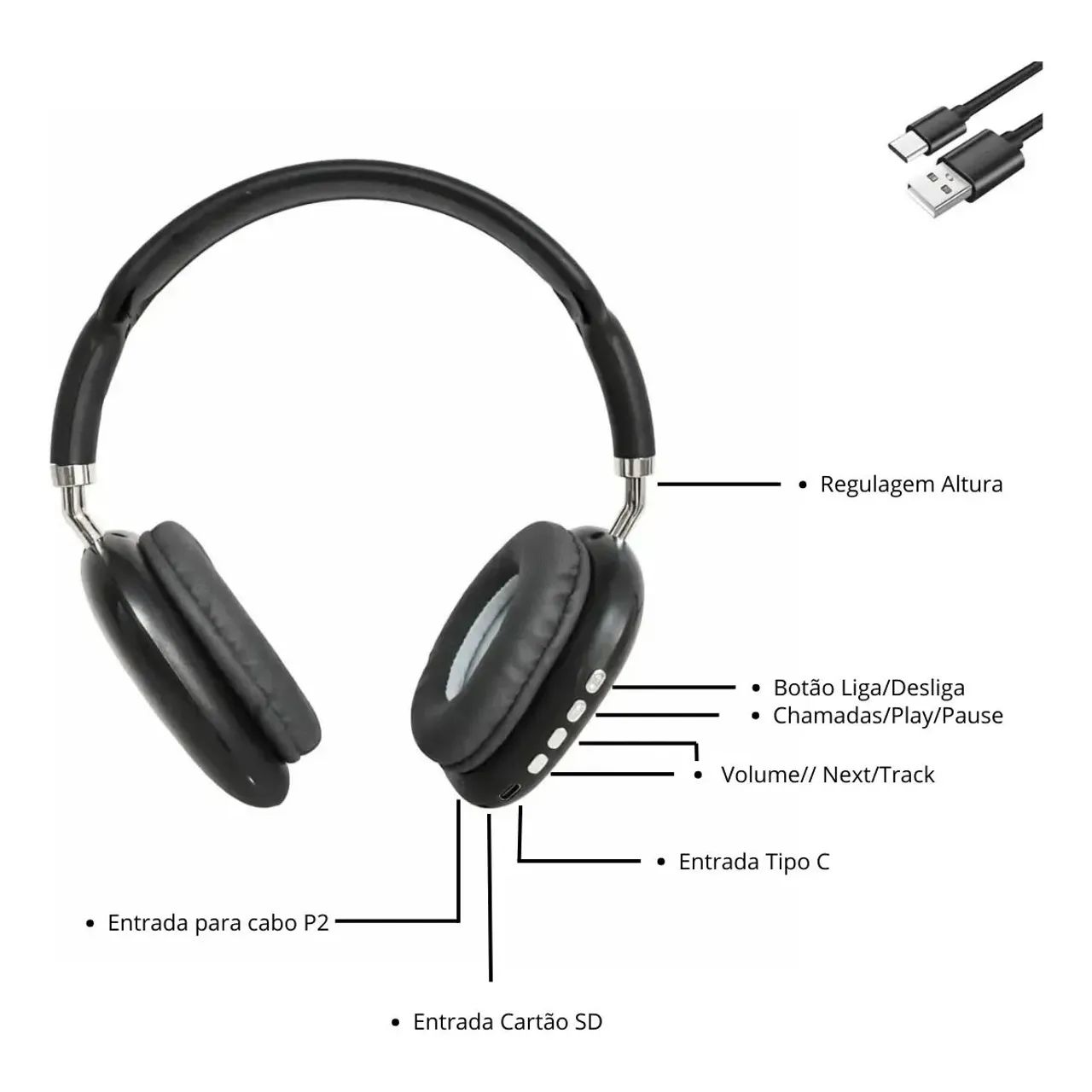 Fone De Ouvido Sem Fio Bluetooth P9 - Foto 5