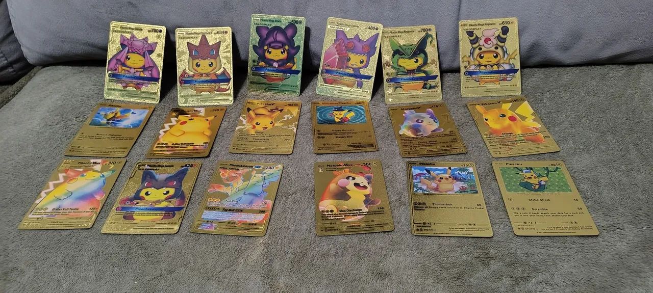 cartas pokémon do pikachu douradas