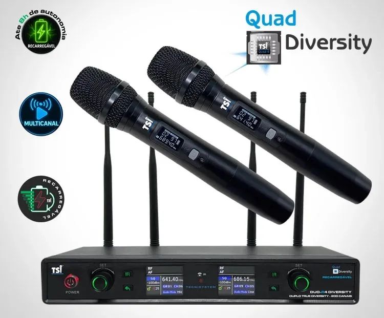 Microfone Tsi duo 4r Recarregavel 