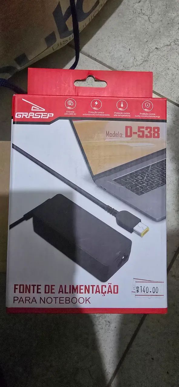 Fonte notebook lenovo bico retangular 