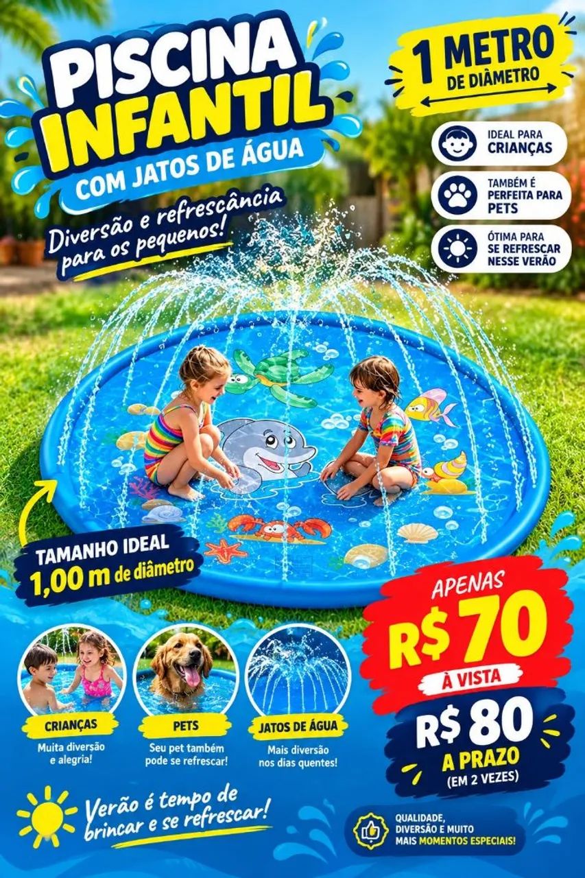 Piscina infantil com Jato para Refrescar 