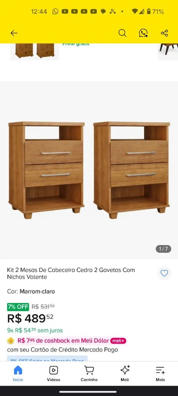 Mesa De Cabeceira Cedro 2 Gavetas Com Nichos Valente - Foto 2