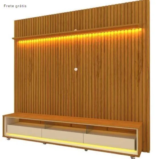 Rack com Painel para TV até 90 Polegadas LED 3 Gavetas Nobre Clean 100% MDF - Gelius Móvei
