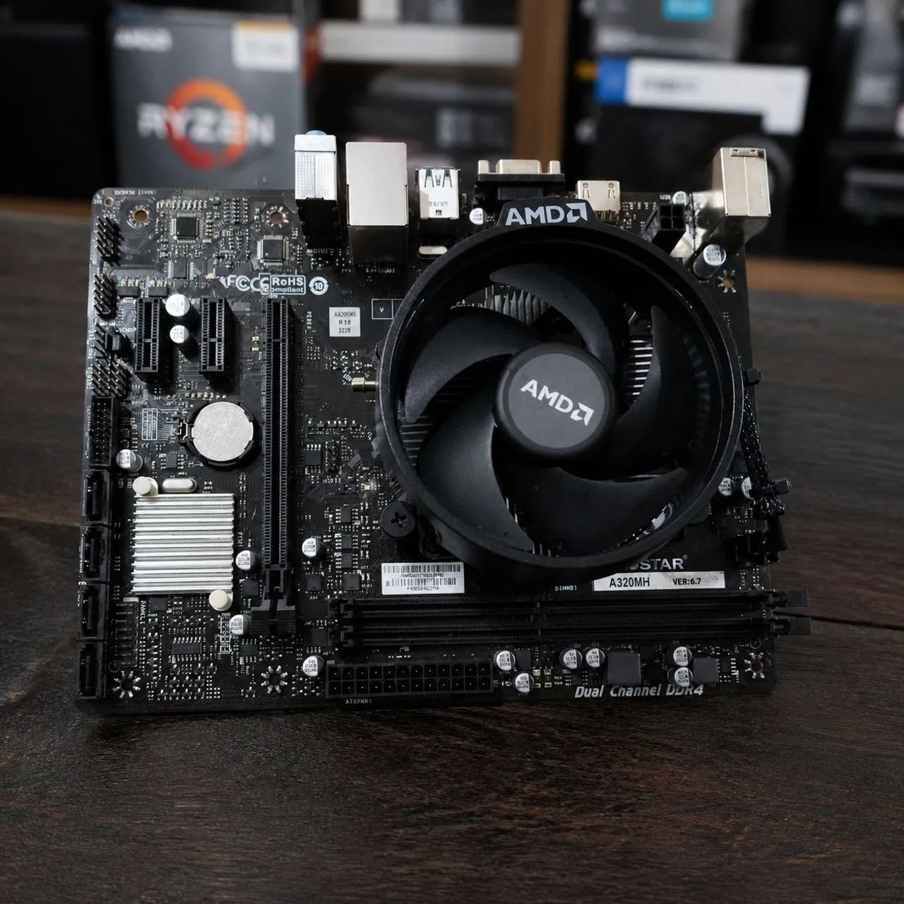 Placa-mãe Biostar A320MH DDR4 + Cooler AMD Original - BIOS Atualizada