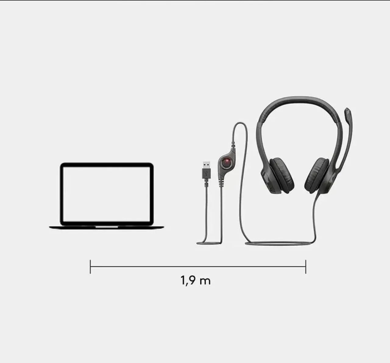Headset Logitech H390 USB-A com Microfone e Controle de Volume - Foto 4