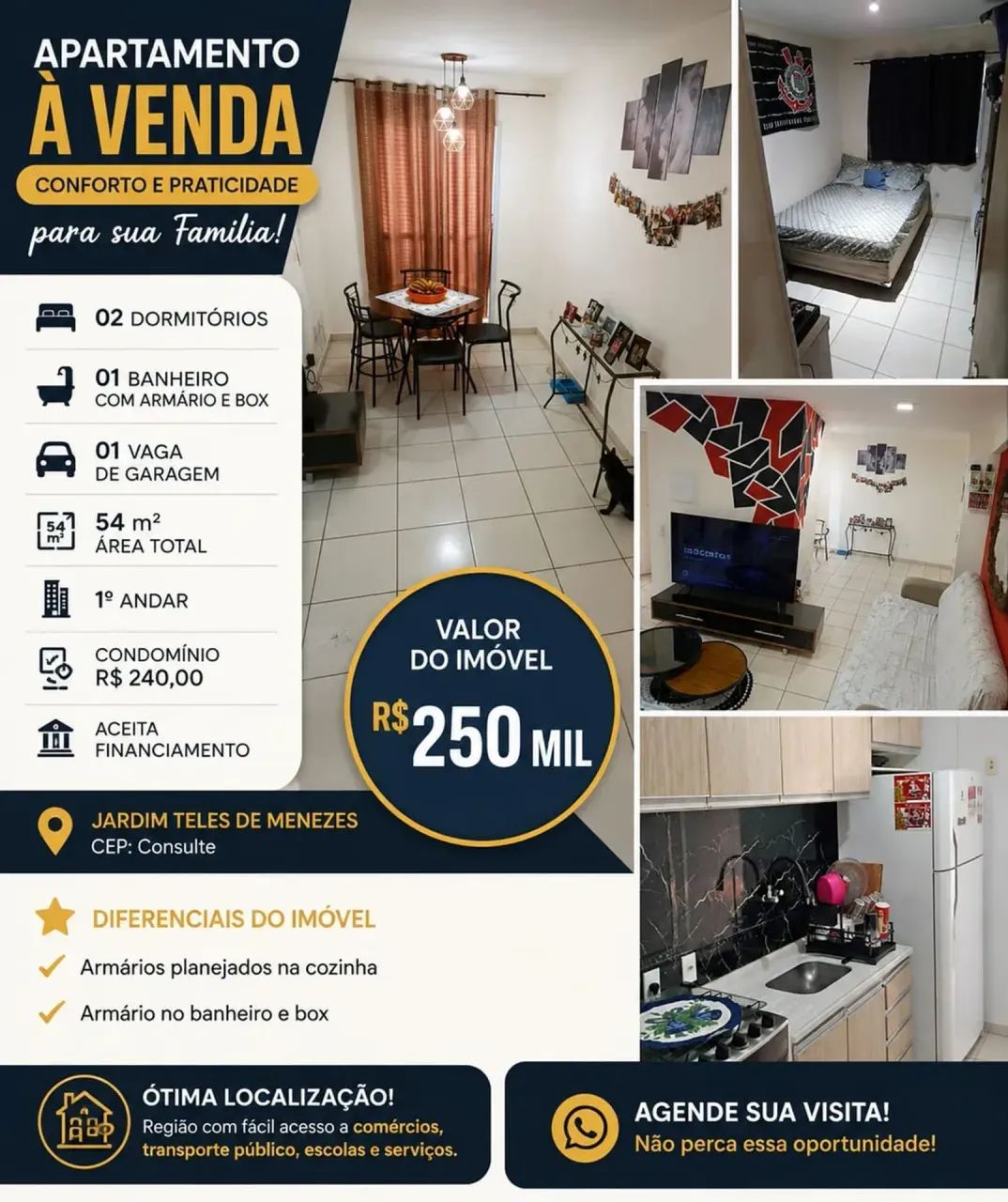 Imóvel para venda possui 55 metros quadrados com 2 quartos
