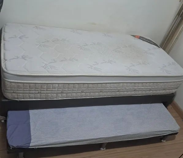 Cama Box Solteiro Completa - Base Ortobom (Bicama) + Colchão Castor Premium + Brinde - Foto 4