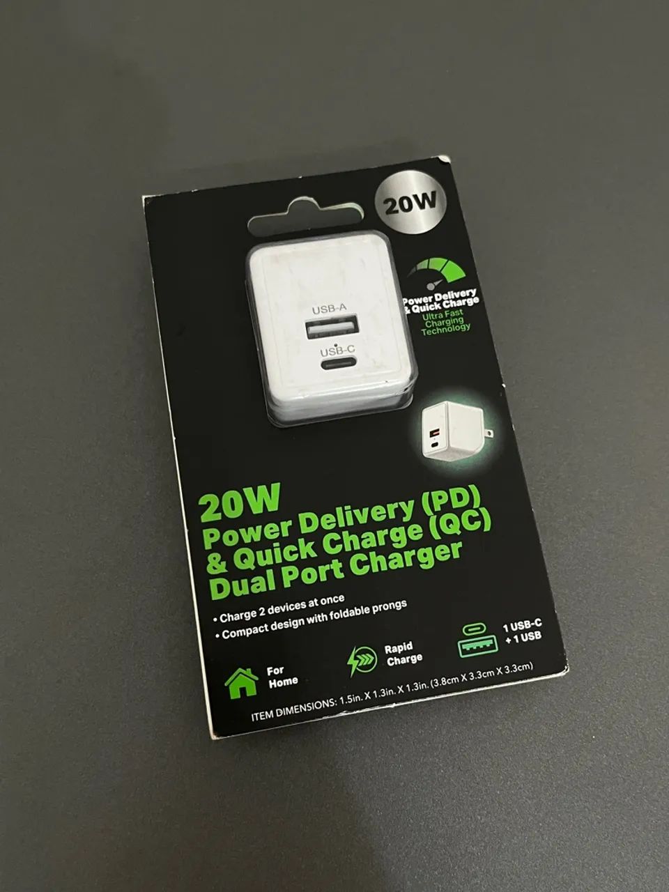 carregador de tomada 20w usb-c e usb-a branco
