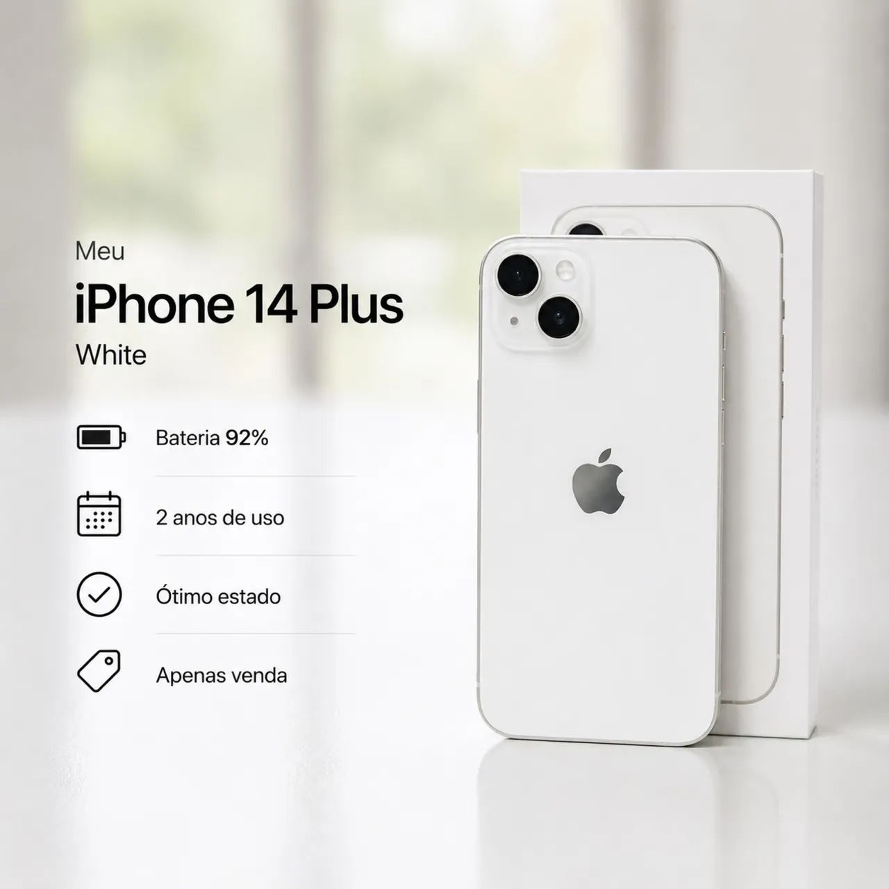 iPhone 14 Plus White 128GB ? bateria 92% | ótimo estado