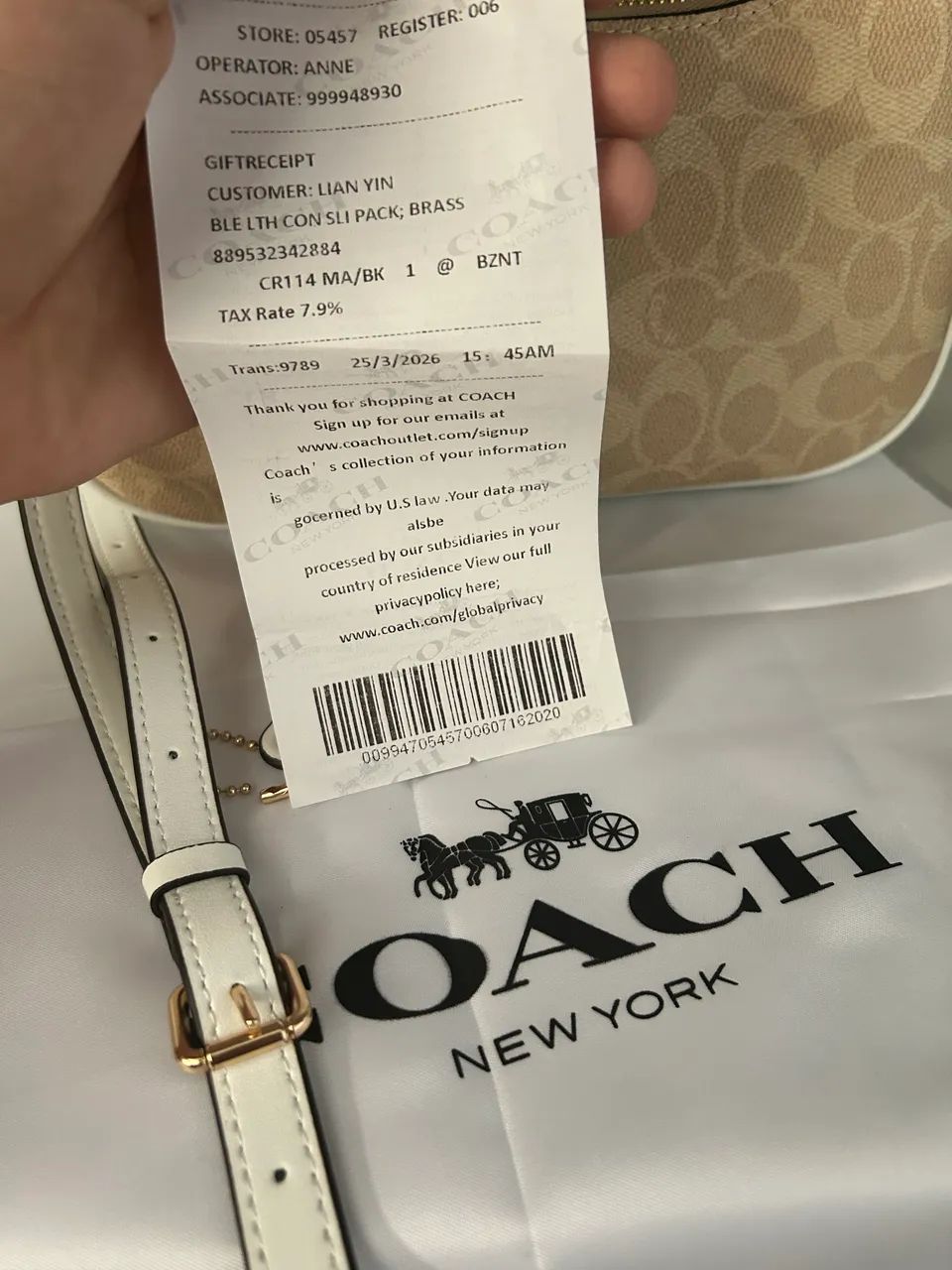 Bolsa Coach Teri bege e branco - Foto 4