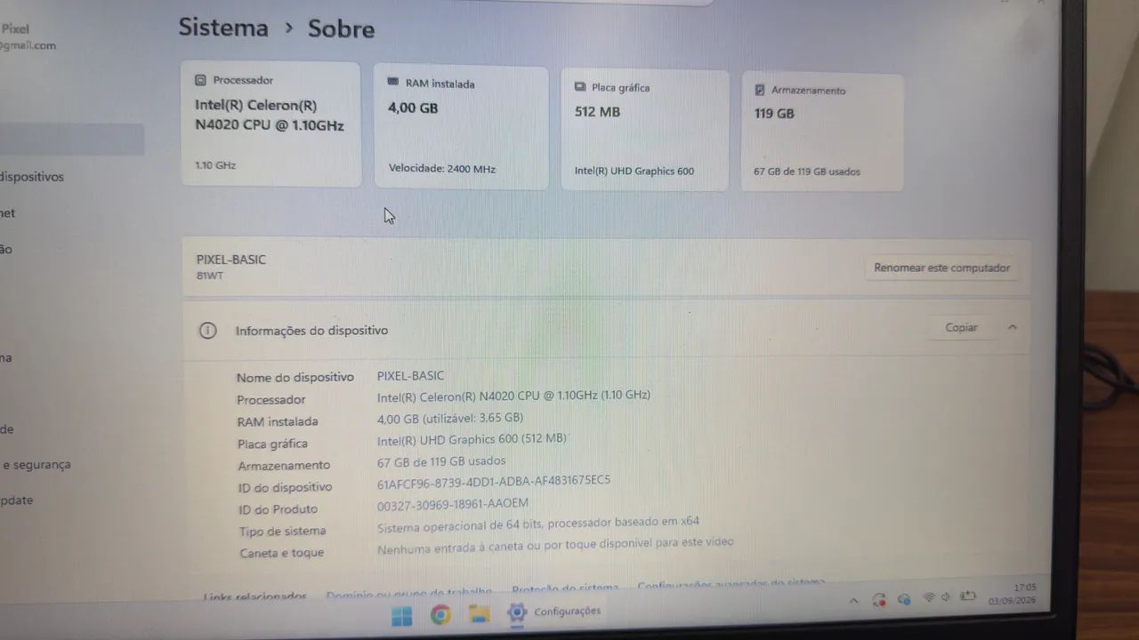 Notebook Lenovo Celeron N4020 | 4GB RAM | SSD 128GB | Windows 11 - Foto 5
