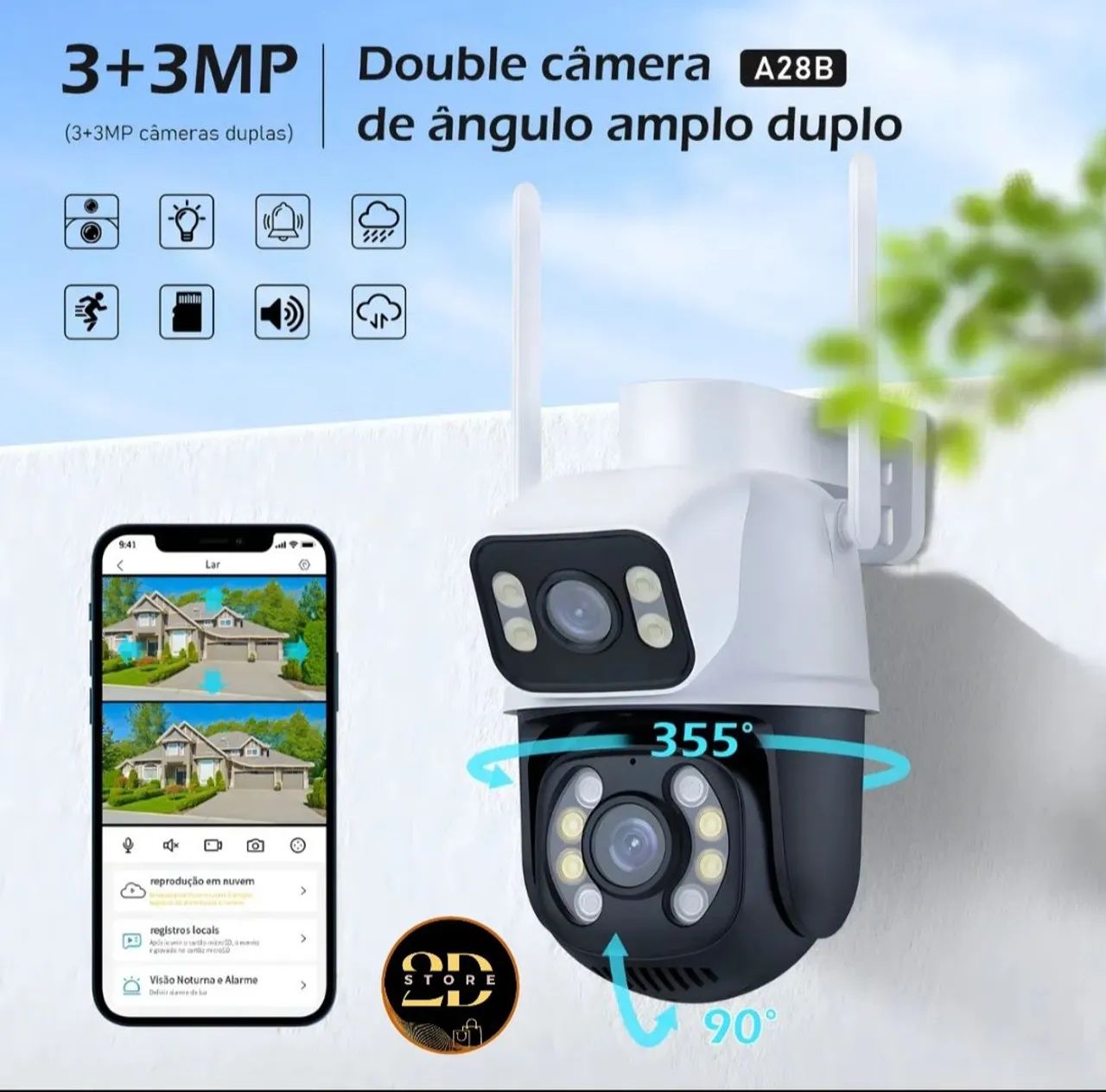 Câmera WiFi Inteligente com Rastreamento Automático + Visão Noturna 