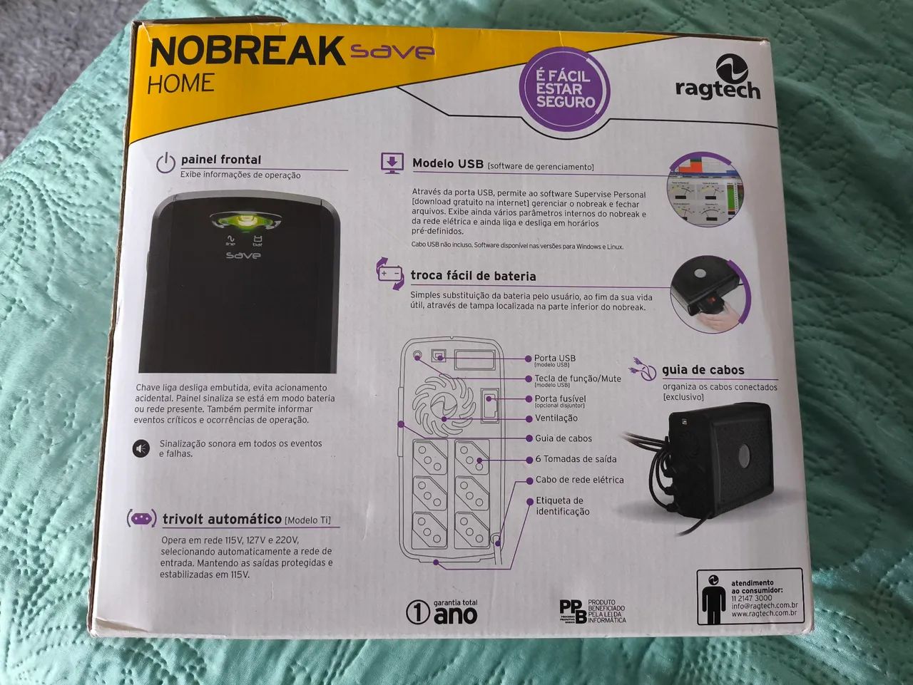 Nobreak 600va Ragtech Save Home 6 tomadas (Sem Bateria) - Foto 2