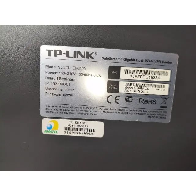 Roteador Gigabit Vpn Dupla Wan Safestream Tl-er6120 (Usado) - Foto 6