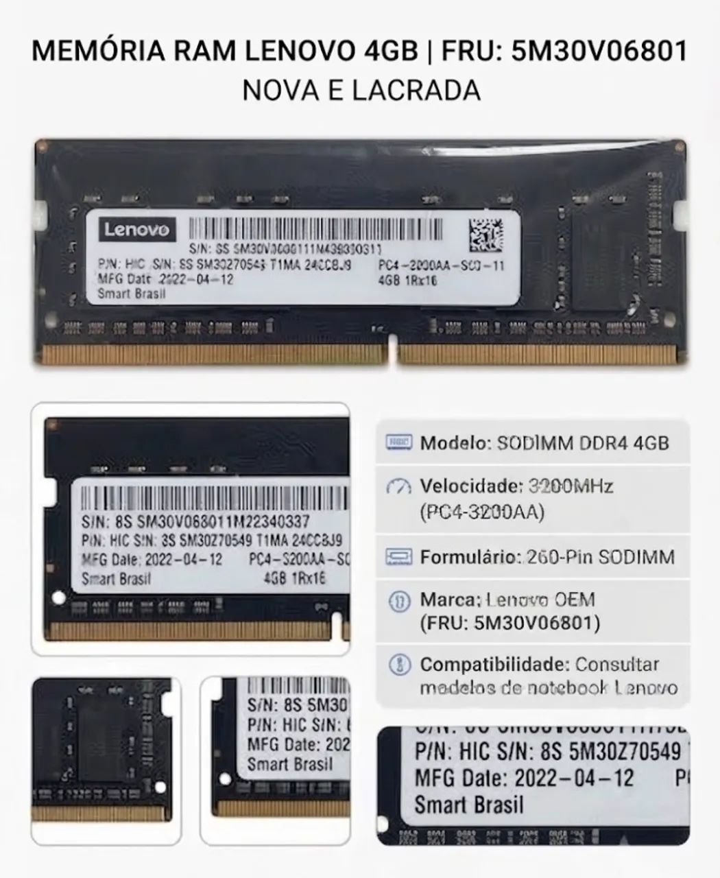 Memória RAM Lenovo