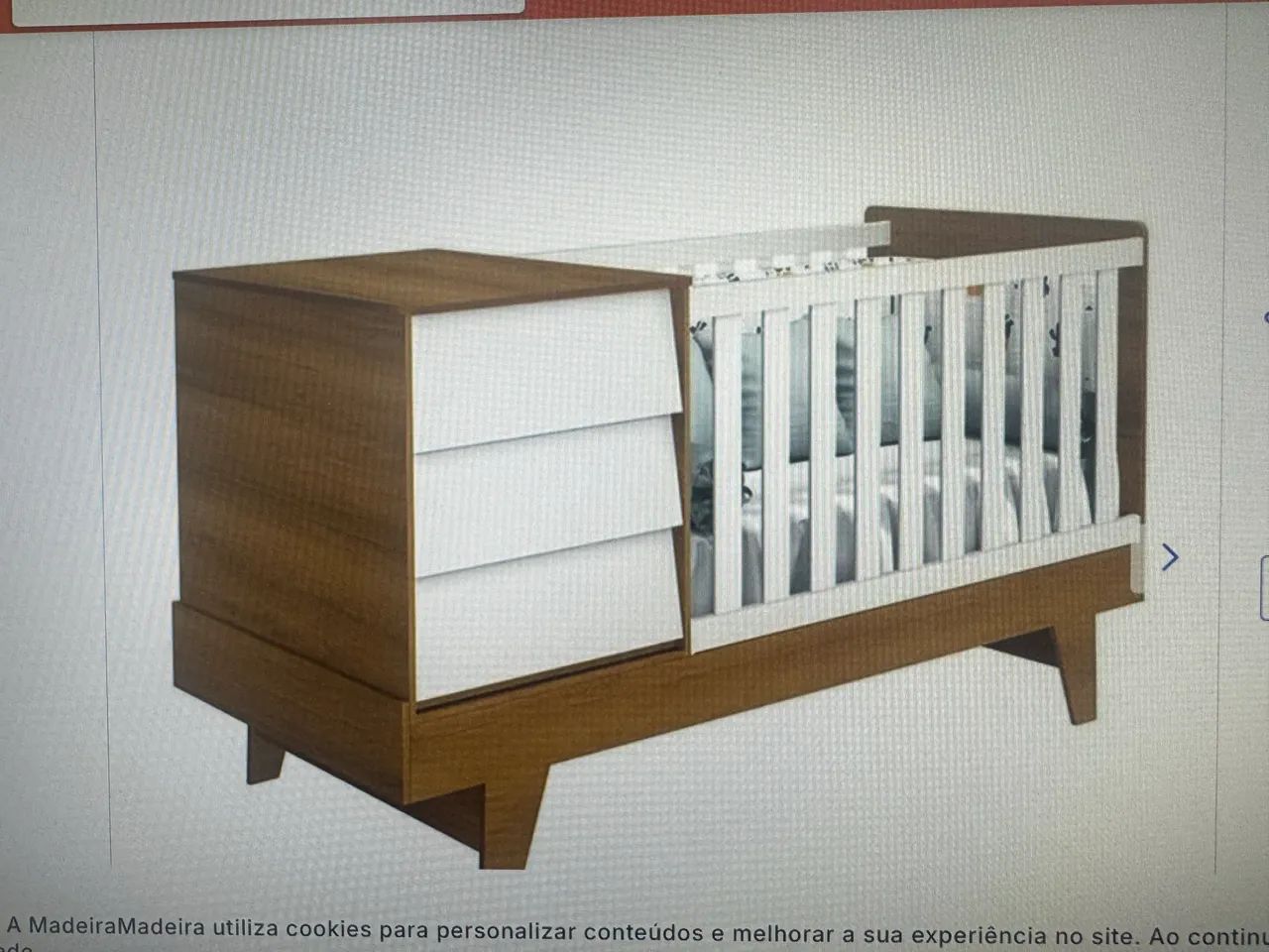 Berço com cômoda, estilo americano. Vira cama 