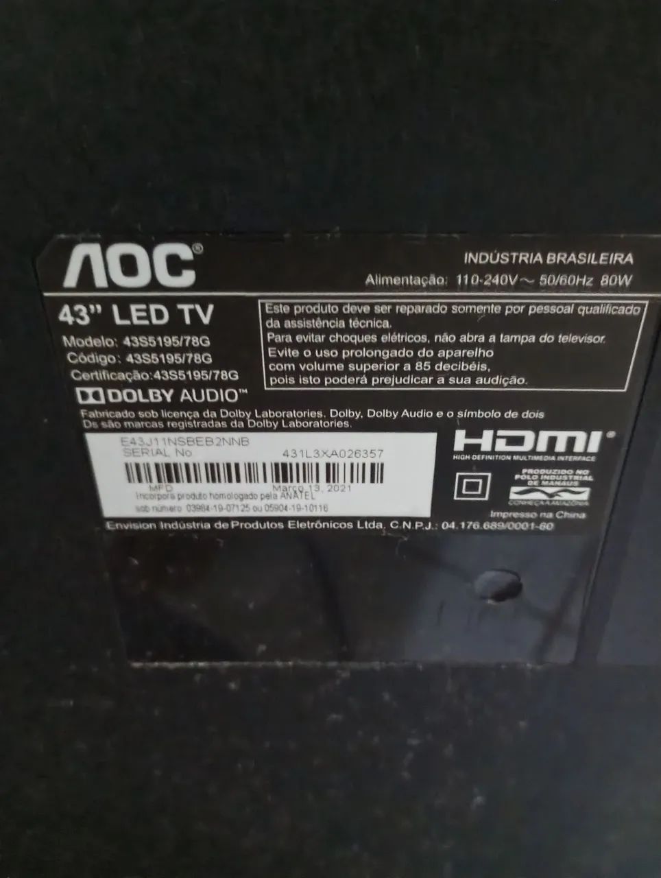 Tv AOC Roku com tela quebrada - Foto 2
