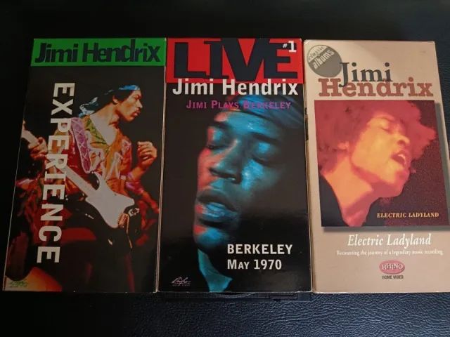 3 fitas VHS importadas Jimi Hendrix: Experience, Jimi plays