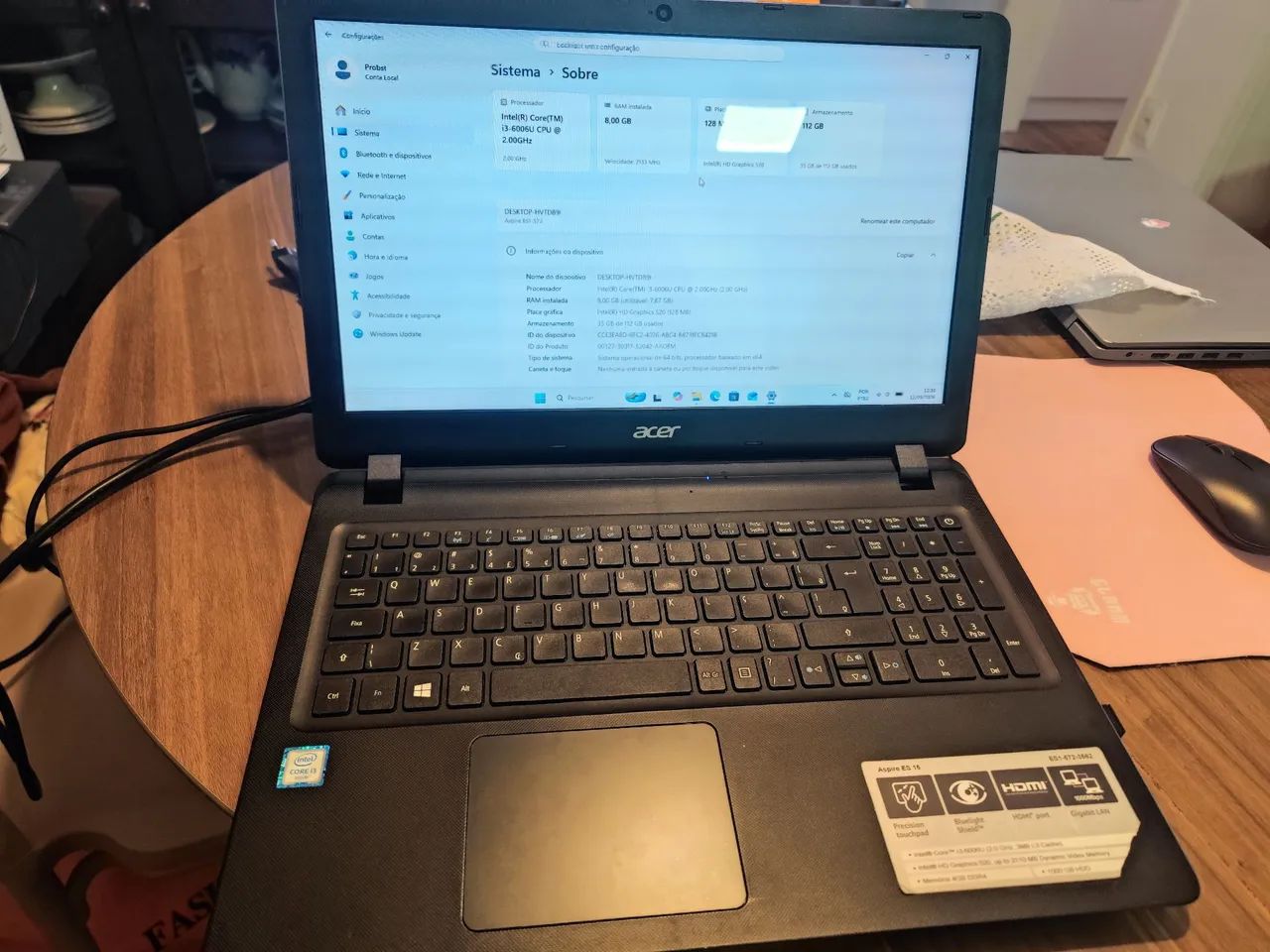 Notebook Acer i3 6a Geração 8gb 120ssd - Foto 3
