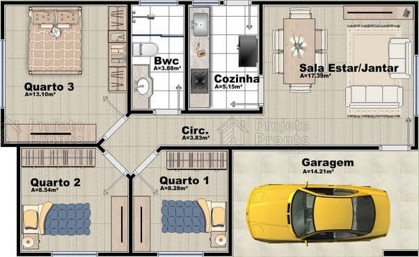 Projeto Aquisição Terreno e Construção 70m2