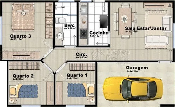 Projeto Aquisição Terreno e Construção 70m2