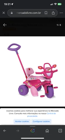 TRICICLO INFANTIL MOTOBAN PASSEIO PREMIUM ROSA - BANDEIRANTES -836