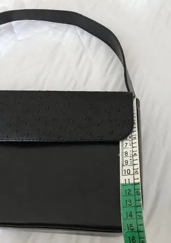 Bolsa preta de mão em couro - Foto 4