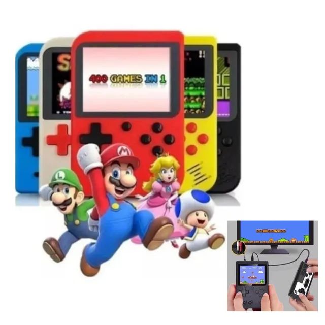 Mini video game portatil sup c 400 jogo 1 controle 2 jogadores console