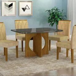 Mesa Lorena + base em MDF com 4 cadeiras!! Tt987m - Foto 4