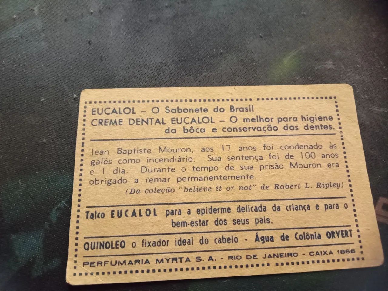 Antigo card sabonetes Eucalo série 225 estampa 5 condenado 1866 - Foto 2